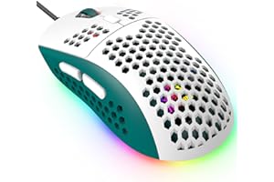 KUIYN 383 PRO Mouse da gioco cablato ultraleggero, guscio leggero a nido d'ape, 6 mouse retroilluminati con respirazione RGB, 6 DPI regolabili 6400, mouse Aerox modello ottico USB per Win10/XP/Xbox/PS