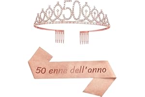 JENICH Fascia in Italiano 50 Anni di Compleanno Donna Tiara Corona Decorazioni Addobbi