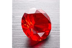 LUCKY HOUSE 80 mm Color Cristal Diamante Rosa Pisapapeles Rojo Piedra preciosa gigante Feliz cumpleaños Fiesta de bodas Regalo decorativo de gracia Juguete (rojo)