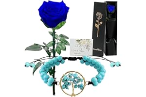 Willuck Eternal Rose with Stem,Real Preserved Rose Gift Box,Forever Blue Flower Bouquets for Women,Mum,Wife,Girlfriend,Valentine's Day,Mother's Day,Chirstmas,Birthday,Aniversary Gift