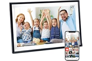 Hesmor Cadre Photo numérique WiFi 15,6" 1920 x 1080 FHD IPS Écran Tactile, Storgae intégré de 32 Go, Rotation Automatique, Cadre Photo électronique avec Application Frameo pour Partager des Photos et