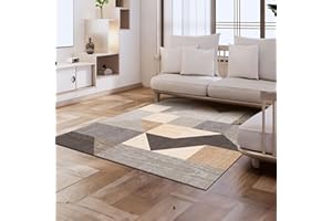 HOMFINE Tappeto Moderno-Tappeto Lavabile per Soggiorno Tappeto a Pelo Corto Tappeto per Camera da Letto Soffice Tappeto Antiscivolo Tappeto per Sala da Pranzo Tappeto Geometrico 120 x 160 cm Marrone