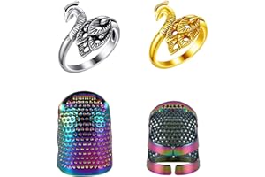 Tashce 4 Stück Nähen Fingerhut, Fingerschutz Einstellbarer Fingerring, Thimble Finger Protector, Verstellbares Strick und Häkelring Set Handwerk Fingerhüte Strickfingerhut DIY Nähwerkzeug Zubehör