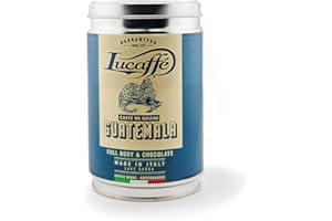 LUCAFFÉ Lucaffè - Barattolo Caffè in Grani Monorigine Guatemala 250 Gr | Caffè in Chicchi Interi da macinare per Espresso | Tostatura Media | Gusto Dolce e Cioccolatoso | Aroma Intenso