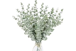 HNVNER 36pcs Eucalyptus Leaves Stems Eucalyptus Artificial Flowers Faux Greenery Leaves Branches for Flower Arrangement Home Wedding Party Decoration