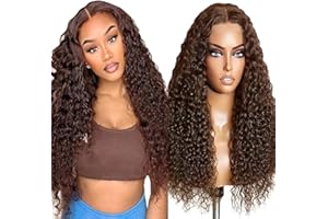 Lakaisa Wig Human Hair Glueless Wig Wear and Go Curly Wig Parrucche Donna Capelli Veri Real Brazilian Remy Hair #4 Chocolate 26 Inch Pre Plucked Natural Hairline with Baby Hair 180% Density