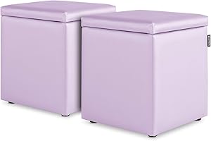 HAPPERS Pack 2 Puff Cubo Arcón Polipiel para Salón o Dormitorio Malva