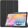 XIEHUZA Case for Samsung Galaxy Tab S6 Lite 10.4 inch 2022 (SM-P613/P619) & 2020 (SM-P610/P615), Soft TPU Slim Lightweight Trifold Stand Folio Cover with S Pen Holder for Tablet S6 Lite 10.4" (Black)