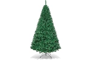 GIANTEX Sapin de Noël Artificiel 150/180/210/240 cm, Arbre de Noël Décoration Intérieur en PVC avec Support en Métal, Arbre Décoratif pour Maison, Bureau, Magasin, Vert (210CM)
