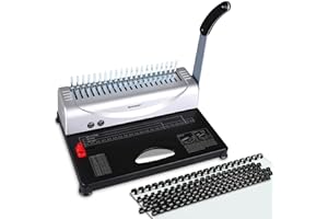 MAKEASY Binding Machine, 21-Hole, 450 Sheet, Paper Punch Binder with Starter Kit 100 PCS 3/8'' PVC Comb Bindings, Comb Binding Machine for A4/A5