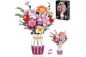 MAVO BRIX Set de Construcción de Ramo de Flores con Jarrón Bicolor, 16 Sets de Ramos de Flore Artificiales para Adultos y Mujeres, Compatible con la Colección Botánica de Ramos de Flores Lego, 1278 Piezas