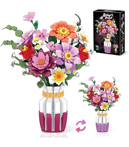 MEIEST Set Mattoncini Rosa Bonsai – 1200 Pezzi, Kit Fai Da Te Con Luci, Confezione Regalo Per San Valentino, Decorazione Casa