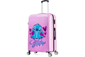 Disney Stitch Hartschalenkoffer 76 Zentimeter 91 Liter 4 Rollen Kombinationsschloss - Geschenke für Kinder(L/76cm - 91L, Rosa)