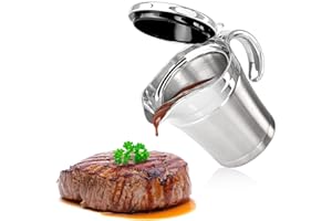 ‎COM-FOUR com-four® Thermo Sauciere - Soßenkanne aus doppelwandigem Edelstahl - isolierter Saucenbehälter mit Klapp-Deckel und Henkel - hält Speisen warm oder kühl - spülmaschinengeeignet (silberfarben - 400ml)