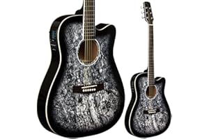 Lindo B-STOCK Black Skull (Slim Body) Electro-Acoustic Guitar & Gigbag (Minor Cosmetic Imperfections)
