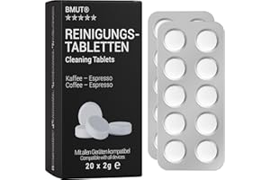 BMUT Lot de 20 pastilles de nettoyage pour machines à café, contre les résidus d'huile de café, pour Jura, Siemens, Delonghi, Krups, etc.