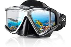 EXROSSI Maschera subacquea per adulti per snorkeling e immersioni, Pano 4 Windows, maschera da snorkeling per immersioni e immersioni, maschera subacquea in silicone premium Goggles