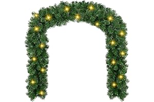 YUUFCY Weihnachtsgirlande mit Beleuchtung, Weihnachtsgirlande mit LEDs Warmweiß Tannengirlande Künstlich, Künstliche Tannengirlande mit Timer Weihnachtsdeko Girlande für Innen Außen (5M)