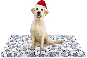 VANKEAN Élégant Tapis de Cage pour Chien réversible, Tapis de Couchage Doux pour Animal de Compagnie Convient pour Les Chiens et Chats de Petite et Grande Taille Lavable en Machine Motif Pierre Grise