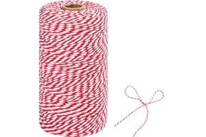 Bäcker Sznurek bawełniany, TACHIO 2 mm, sznurek bawełniany, 100 m, sznurek dekoracyjny, przędza piekarska, idealna do majsterkowania, prac ogrodowych, czerwony i biały