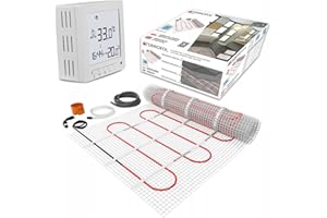 Termofol Kit Riscaldamento a Pavimento con Termostato - Riscaldamento Elettrico a Pavimento - Superficie - 15 m² - Potenza 150W/m², per Bagno, Soggiorno e Cucina - Termostato - H2