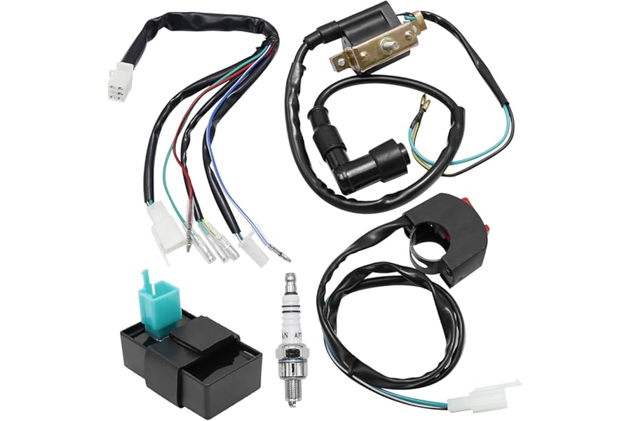Hoypeyfiy 5 Wiring Loom Kill Switch Coil CDI Spark Plug Rebuild Kit Fit for 110CC 125CC 140cc Pit Bike