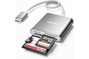 Unitek USB C Lecteur de Carte SD avec 3 Slots,USB3.0 Type-C Lecteur de Carte Flash pour Périphérique USB C,Soutenir la Carte Compact Flash SanDisk et CompactFlash Professionnelle Lexar-Aluminium/Gris