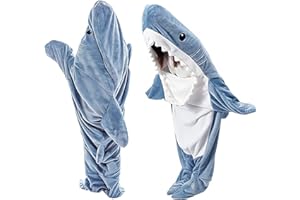 Pardofelis Hai Decke zum Anziehen, Shark Blanket, Hai Decke mit Ärmeln, Hai Kostüm Hai Shark Onesie Anzug Super Weich Gemütlich Flanell für Kinder und Erwachsene