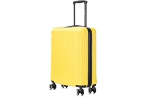 R.Leone Valigia Ryanair 55x40x20 cm Trolley Bagaglio a mano 4 Ruote Autonomo in ABS 2208 (Giallo, S Bagaglio mano 55x40x20cm)
