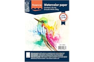 VAESSEN CREATIVE Carta per Acquerello Florence Liscia 15x - Carta per Pittura ad Acqua A5 - Bianco - Blocco da Disegno e Libro d'arte per Disegno, Carta Artistica e Acquerello - 300 gsm