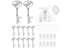 GEERDAN 10 Pezzi Bomboniera Antico Chiave Apri di Bottiglia, Matrimonio Decorazioni Accessori Segnaposto Battesimo Cresima Regali di Anniversario (Argento Antico-A)