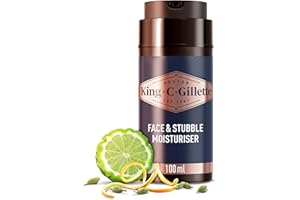 King C. Gillette Face & Beard Moisturiser for Men, 100 ml, with Vitamin B (B3), B5 Complex & Argan Oil, Beard Softener for Men