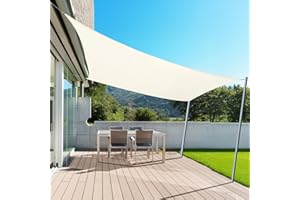 AXT SHADE Toldo Vela de Sombra Impermeable Rectangular 2x3m Protección Rayos UV para Terraza Exterior Patio Jardín-Crema