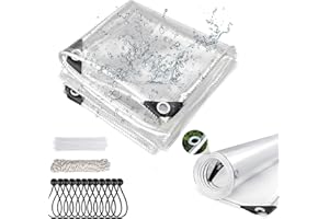 TOPCHANCES Telo Impermeabile Esterno Trasparente,Telone Pvc Occhiellato In Tessuto Con Grammatura 3Mx4M 420g/M² Telo Protettivo Multiuso Per Legno,Piscina,Mobili Da Giardino,Auto,Antistrappo