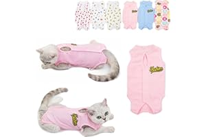 Komate Gilet de Récupération de Chat Chien Chiot après la Chirurgie Porter Combinaison de récupération pour Animaux E Collier Alternative Plaies Abdominales Maladies de la Peau (M, Rose)