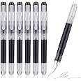 TIESOME Disposable Fountain Pens, Black Ink Smooth Writing Pens Quick-Drying Liquid ink Fine Nib for School Office Gift Supplies 6PCS