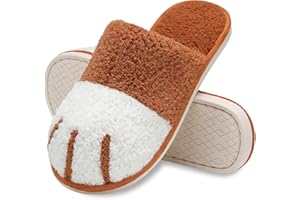 MAXTOP Chaussons animaux mignons Femme Peluche douce Chat Patte Chaussons avec mousse à mémoire confortable Slip-on Indoor Outdoor Chaussons Cadeaux créatifs Femme Homme