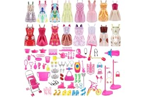 ASANMU Accessoire pour Poupées, 130 Pièces Vetements Poupee Mini Vêtements Accessoire Chaussures Cintres Fashionistas Accessoires Poupées pour Filles Jouets Anniversaire Cadeau Fille Cadeau de Noël