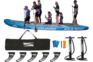 Aqua Spirit 6-10 Person Group Party Family Adventure Inflatable SUP Paddle Board/Platform | 18 Foot | with Carry Bag, Double-Action Pump and more accessories | 500KG Limit | 1 Year Warranty