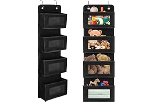 LEAZZLE Étagère à Suspendre,Organisateur Suspendu sur Porte avec 4 Compartiments,Rangement Suspendu, Organisateur, à Suspendre à la Porte ou au Mur, pour Chambre Bureau, Noir