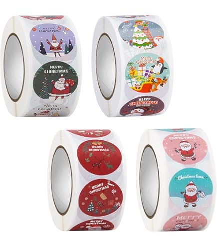Kerststickers, rol kerststickers, 500 stuks, ronde cadeaustickers voor wintervakantie stickers, envelopzakpakkingen, verpakking, kerstcadeaus, stickers, etiketten Kerststickers, rol kerststickers, 500 stuks, ronde cadeaustickers voor wintervakantie stickers, envelopzakpakkingen, verpakking, kerstcadeaus, stickers, etiketten
