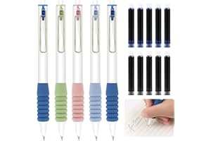 PLSMUPN Füllhalter 5 Stück Einziehbarer Füllfederhalter Mit Ergonomischem Griff, Füller Nachfüllbar Fountain Pen Mit 20 Stück Ersatz-Tintenpatron für Rechts- und Linkshänder, 0.38mm Spitze