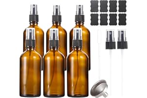 ALIFEIA 100ml Amber Glass Spray Bottles,Empty Fine Mist Refillable Travel Spray Bottle for Cleaning,Perfume,Aromatherapy,Cosmetic Sprays,Hair,Essential Oils with Fine Mist Dispenser（6 Pack）