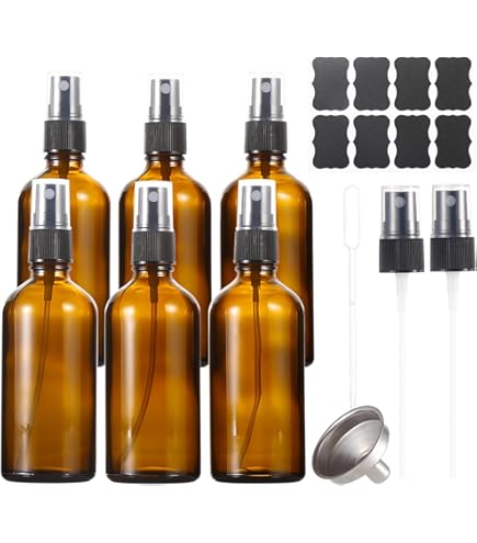 Oputec Lot De 10 Flacons Pulvérisateurs En Verre 100 Ml Avec Vaporisateur Etiquettes Inscriptibles Ambre Tete Pulverisation Fine Petit Flacon Pulverisateur 1073022199