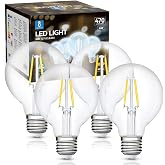 Aigostar - E27 Edison LED Bulb, 4W Equivalent to 40W, Cool White 6500K, 470 Lumens, Decorative Vintage LED Filament Bulb, G80