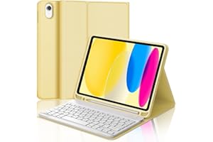 IVEOPPE Teclado iPad 10 Generación 2022/11 Generación A16 2025 (10.9/11 Pulgada), Funda Teclado Español Ñ Desmontable Inalámbrico Bluetooth para iPad 10/11Generación 2022/2025, Amarillo