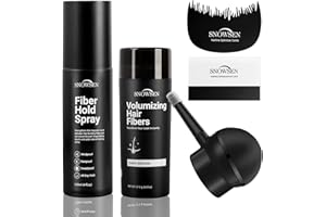 SNOWSEN Hair Fibres for Thinning Hair, Dark Brown, 27.5g, Hair Powder for Women & Men, 5-in-1 Hair & Beard Styling Set, Applicator Pump, Fibre Hold Spray, Application Card, Hairline Enhancement Comb