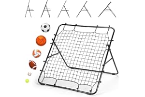 LIANTRAL Volleyball Rebounder Net, Portable Bounce Back Trainer for Football, Baseball, Volleyball & Lacrosse, Adjustable Kickback Target Goal for Shooting, Passing & Control Training, Black