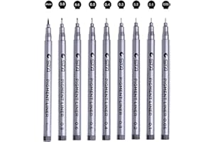 CHUKCHI Black Micro-Pen Fineliner Penne a inchiostro Impermeabile Archival Ink Micro penne a punta fine per schizzi, Anime, Manga, Fumetti, Illustrazione di artisti, Disegno tecnico-Set di 9