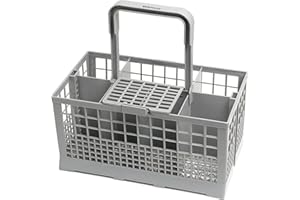 wenco Spülmaschinenkorb für die meisten gängigen Spülmaschinen, Besteckkorb für Spülmaschine, Spülkorb, Abnehmbarer Griff, Klappbarer Gitterdeckel, Maß inklusive Griff 23,7 x 13,7 x 24,7 cm, Grau